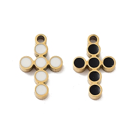 Ion Plating(IP) 316 Surgical Stainless Steel Charms, Nickel Free, with Enamel, Cross Charms, Real 18K Gold Plated