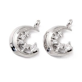 Брелоки из экологически чистой латуни с микропаве, прозрачные кубические циркония, без кадмия и без свинца, луна