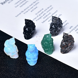 Резные украшения в форме кошки и черепа из драгоценных камней, для домашнего офисного стола