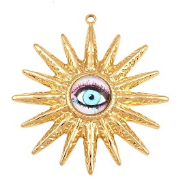 304 Stainless Steel & Plastic Pendants, Sun with Eye Charms, Ion Plating(IP), Long-Lasting Plated