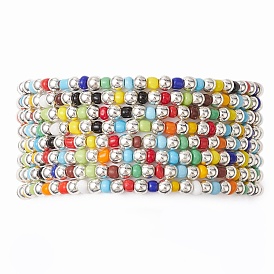 Glass Beads Beaded Stretch Bracelets, with CCB