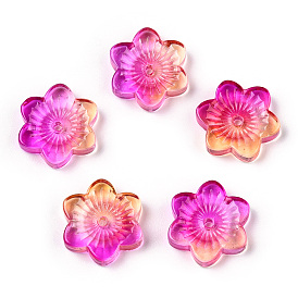 Spray Painted Glass Beads, Flower