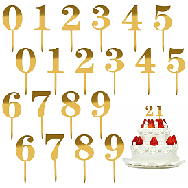 20 шт 10 стили номер акриловые зеркальные украшения для торта, карточки-вкладыши для торта, для украшения торта