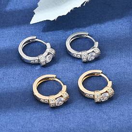 Micro cuivres ouvrent zircons boucles d'oreilles, ronde