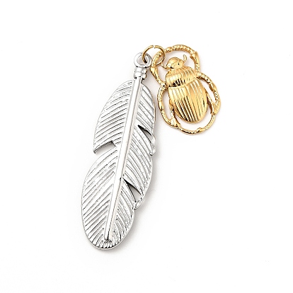 Ion Plating(IP) 304 Stainless Steel Pendants, with Jump Ring, Feather & Ladybug