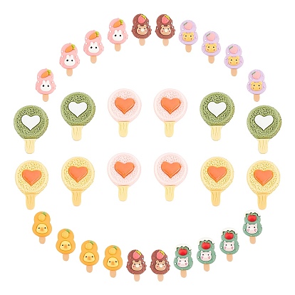 32 pcs 8 estilo cabujones de resina opaca, piruleta y helado