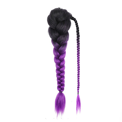 Colorful Three-Strand Braided Synthetic Hair Extension for African Women's Long Ponytail Hairstyle