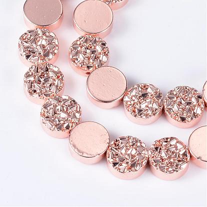 Electroplate Non-magnetic Synthetic Hematite Bead Strands, Flat Round