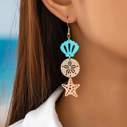 304 boucles d'oreille en acier inoxydable, Boucles d'oreilles pendantes en alliage acrylique pour femmes