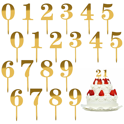 20 шт 10 стили номер акриловые зеркальные украшения для торта, карточки-вкладыши для торта, для украшения торта