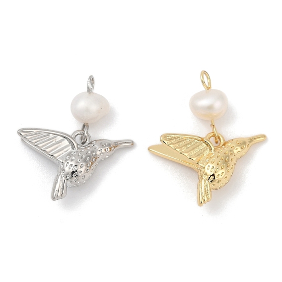 Подвески из натурального пресноводного жемчуга и латуни, амулеты птиц, стойки покрытие, без кадмия и без свинца, долговечный