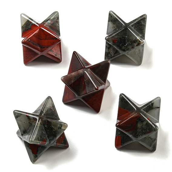 Natural African Bloodstone Beads, No Hole/Undrilled, Merkaba Star