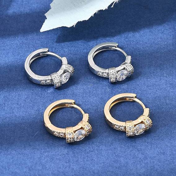 Micro cuivres ouvrent zircons boucles d'oreilles, ronde