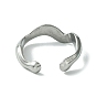 304 Stainless Steel Open Cuff Ring, Twist Wave