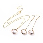 Dangle Earring & Pendant Necklace Jewelry Sets, with Brass Findings, Plastic Imitation Pearl, 316 Surgical Stainless Steel Earring Hooks and Brass Cable Chains