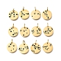 Twelve Constellations 304 Stainless Steel Enamel Pendants, with Rhinestone, Flat Round Charms, Golden