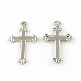 Cross 201 Stainless Steel Pendants, Smooth Surface, 17.5x10x1mm, Hole: 1mm