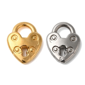 304 Stainless Steel Pendants, Heart Padlock Charms