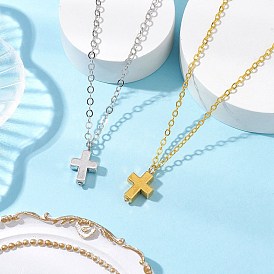 2шт 2 цвета крест сплав подвеска ожерелья, 304 ожерелья-цепочки из нержавеющей стали для женщин