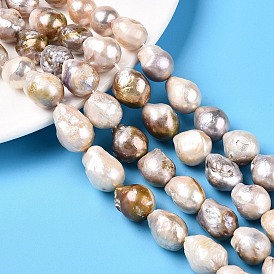 Natural Baroque Pearl Keshi Pearl Beads Strands, Cultured Freshwater Pearl, Teardrop