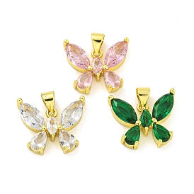Real 18K Gold Plated Brass with Glass
 Pendants, Butterfly