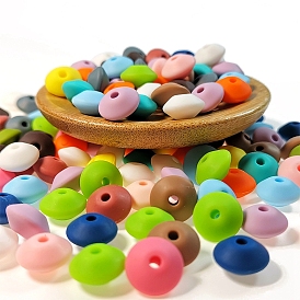 Perles rondes et plates en silicone de qualité alimentaire, perles de dentition en silicone