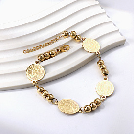 304 браслеты из нержавеющей стали ссылка для женщин, овальные с рисунками " virgin mary"