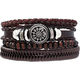 1Вязаные многорядные браслеты из поликарбоната, коровьей кожи и искусственной кожи, сплав ссылка браслеты