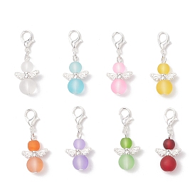 8шт. стеклянные подвесные украшения в виде ангела, Сплав с застежками когтя омара