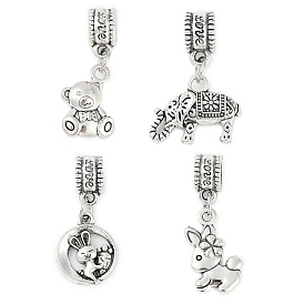 Rack Plating Brass European Dangle Charms, Animal Large Hole Pendants, Lead Free & Cadmium Free