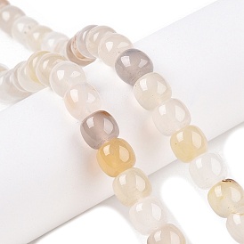 Natural White Agate Beads Strands, Barrel