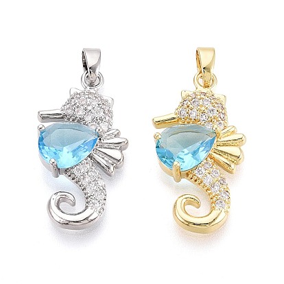 Латунные микро проложить кубического циркония подвески, со стеклом, прелести морских коньков