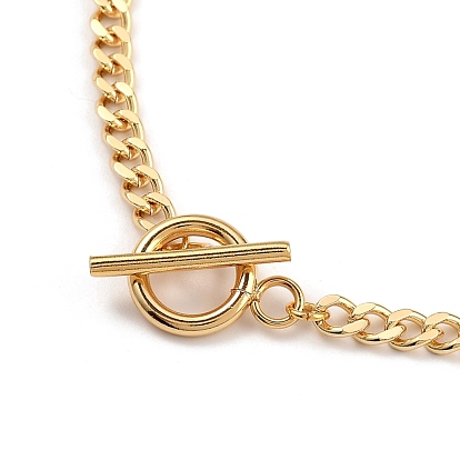 Brass Curb Chain Necklaces, with 304 Stainless Steel Toggle Clasps