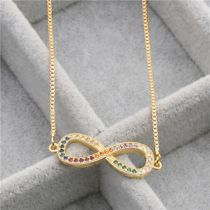 Infinite Love Heart Pendant Necklace with Micro Pave Cubic Zirconia