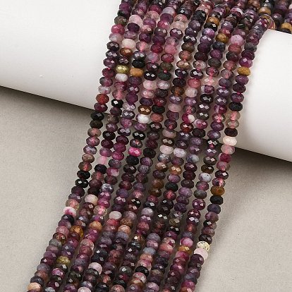 Нити из натуральных разноцветных турмалиновых бусин, граненые, рондель