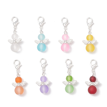 8шт. стеклянные подвесные украшения в виде ангела, Сплав с застежками когтя омара