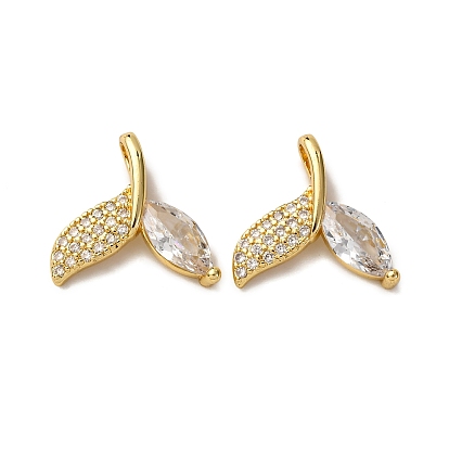 Латунные микро проложить кубического циркония подвески, прелести рыбий хвост, стойки покрытие, долговечный, без свинца и без кадмия, реальный 18 k позолоченный