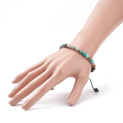 Natural Gemstone & Lava Rock Braided Bead Bracelet, Essential Oil Gemstone Yoga Jewelry for Women
