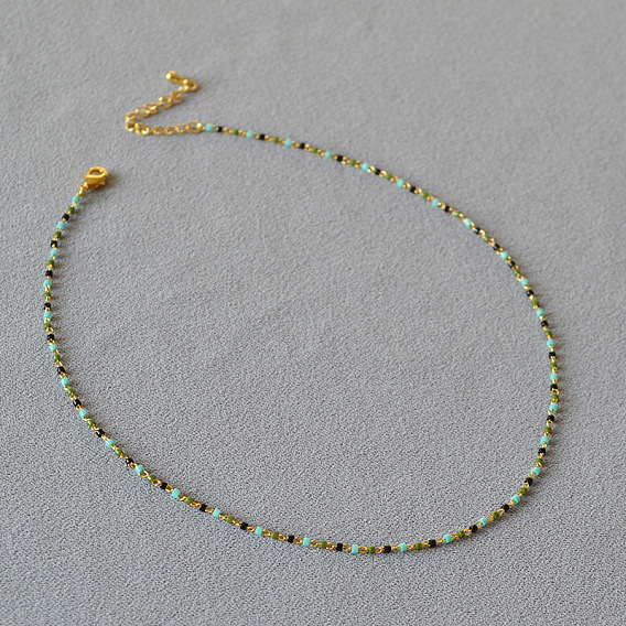 Ожерелье ручной работы из импортных рисовых бусин - мило, художественный, ретро, нежный, минималистский, короткий.