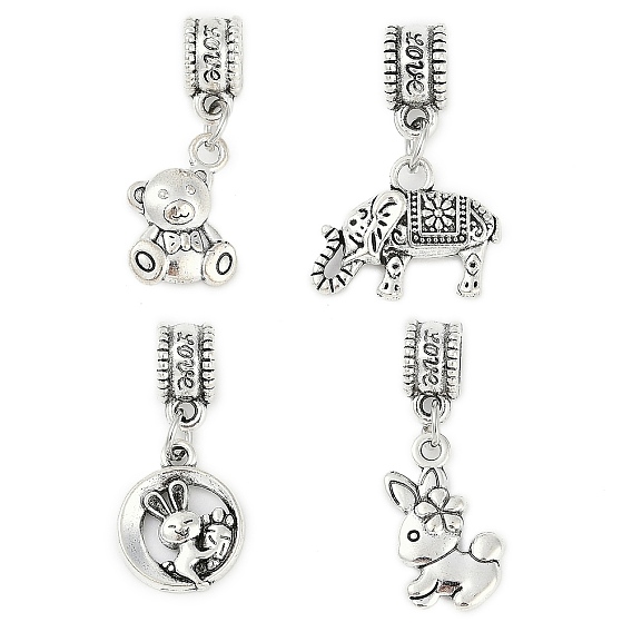 Подвеска из латуни с покрытием из латуни в европейском стиле, подвески с большими отверстиями в виде животных, без свинца и без кадмия