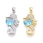Латунные микро проложить кубического циркония подвески, со стеклом, прелести морских коньков