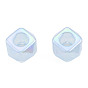 Galvanoplastie acrylique perles européennes, Perles avec un grand trou   , nacré, cube à facettes