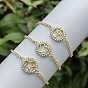 Bracelet de tennis coulissant ajustable en laiton pavé de zirconiums cubiques transparents pour femmes, réel 18 k plaqué or