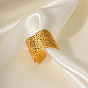 18K Gold Plated Stainless Steel French Cross Wide Open Ring