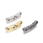 Brass Micro Pave Cubic Zirconia Beads, Long-Lasting Plated, Tube Beads