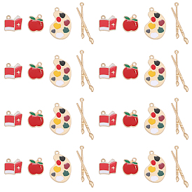 32шт 4 подвески из эмалевого сплава в стиле зина, золотой свет, палитра и яблоко и кисть