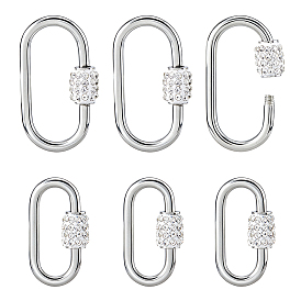 6 шт. 2 стили 304 подвески-замки с винтовым карабином из нержавеющей стали, овальные, для изготовления ожерелий, быстрые ссылки, с полимерной глиной горный хрусталь