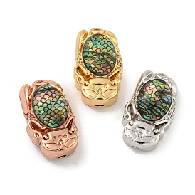 Brass Micro Pave Cubic Zirconia with Resin Beads, Fish