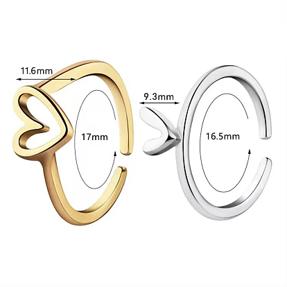 2Pcs Heart Layered Rings, Alloy Heart Rings, Adjustable Love Ring Stackable Finger Rings, Simple Knuckle Rings Jewelry Gift for Women
