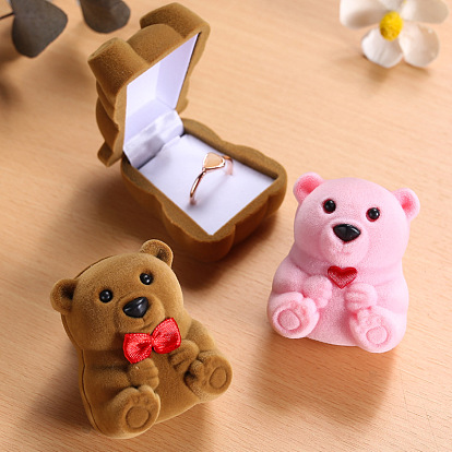 Velvet Bear-shaped Ring Gift Box, Jewelry Box for Ring